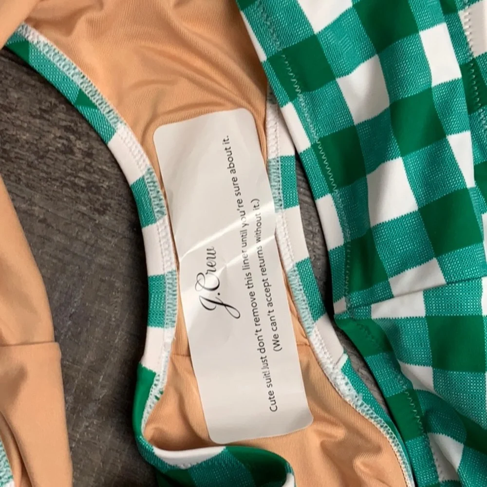 J.Crew Size 3X High-Rise Full-Coverage‎ Bikini Bottom in Gingham Green NEW